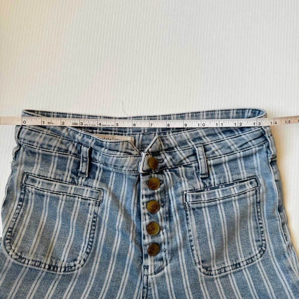 Anthropologie Pilcro High Rise Slim Stripe Acid Wash Crop Jeans 29 Nautical Euro - Picture 12 of 16